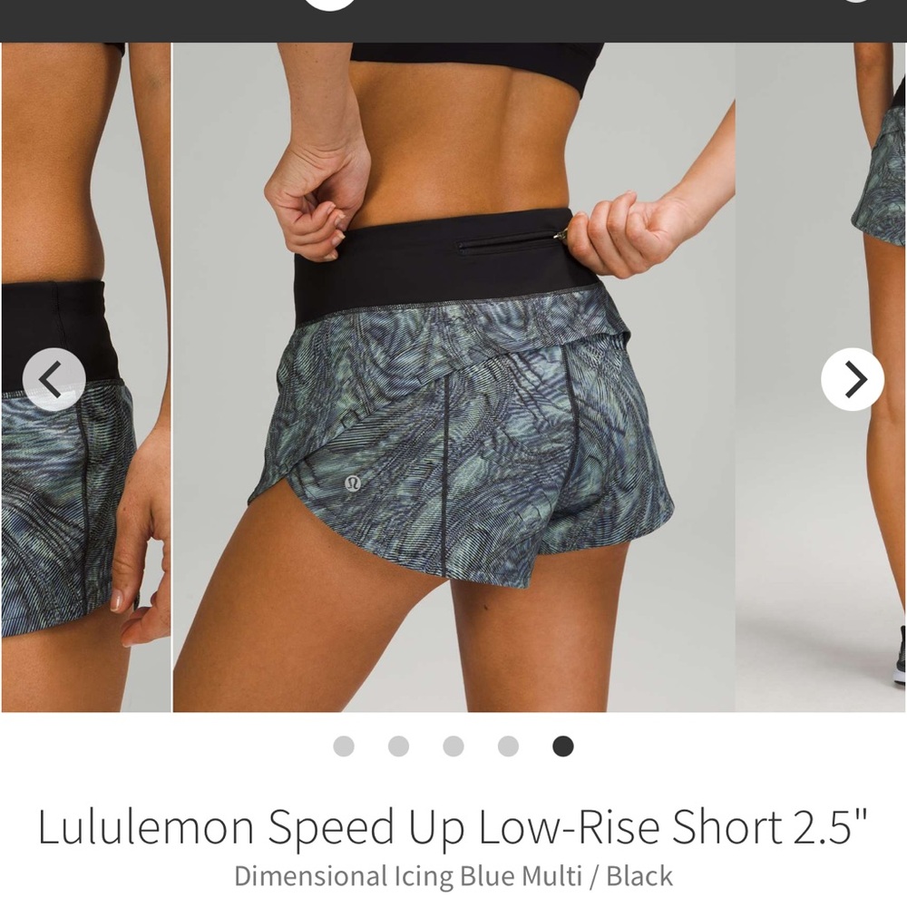 Lululemon Speed Up Low-Rise Short 2.5" Dimensional Icing Blue Multi /Black